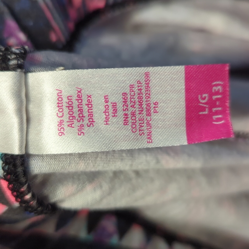 No Boundaries Neon Pink And Blue Print Geometric Leggings Size large (11-13) - Picture 4 of 7